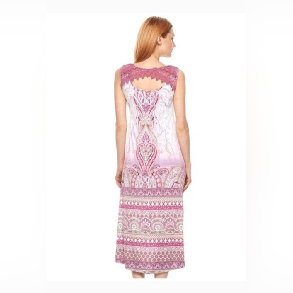 World Unity Embroidered Maxi Sleeveless Print Dress  Size XL NWT
